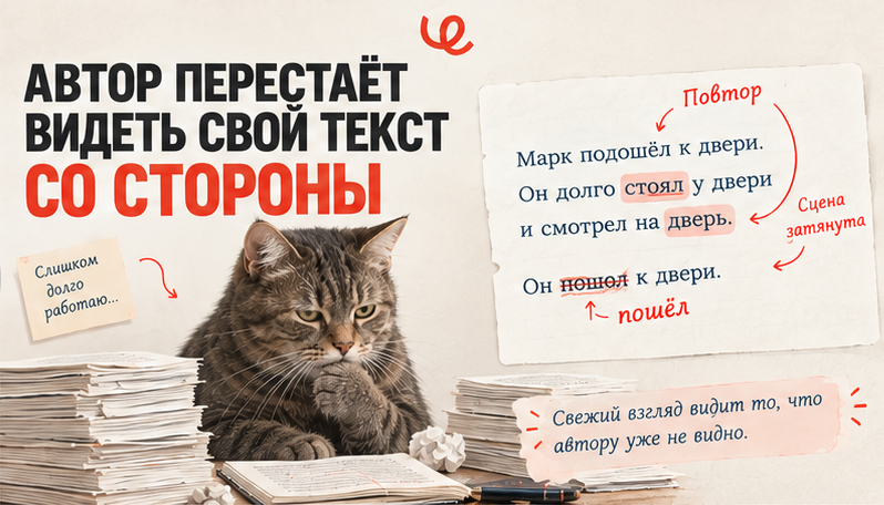 Постоянная проверка отвлекает: автор входит в сцену, но красное подчёркивание выбивает его из текста и переключает внимание