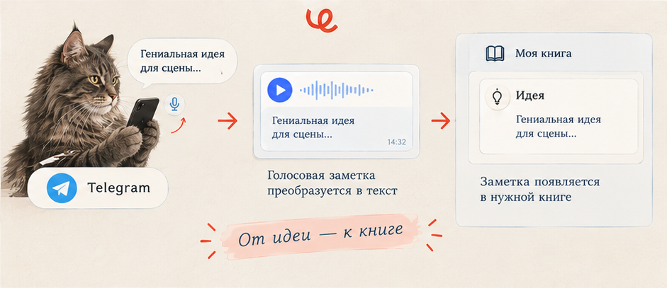 Голосовые заметки выручают, когда печатать неудобно: автор на ходу проговаривает мысль вслух, и она не теряется